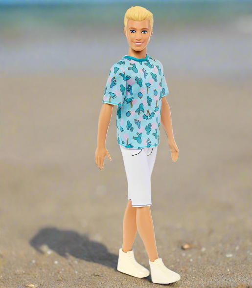 Ken Barbie Fashionista Doll 211 with Blonde Hair and Cactus Tee