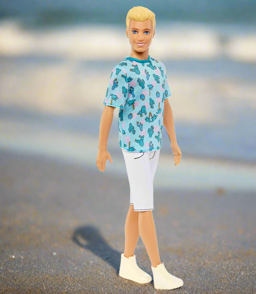 Ken Barbie Fashionista Doll 211 with Blonde Hair and Cactus Tee