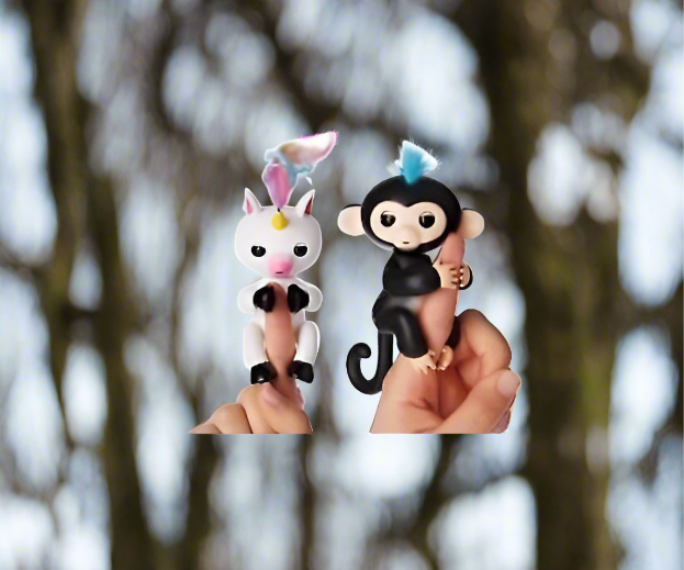 2 Packs - Premium Fingerfun  Interactive black Monkey And Interactive unicorn