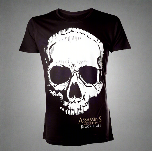 Assassin'S Creed Iv Black Flag Black Skull T-Shirt Small  Size S