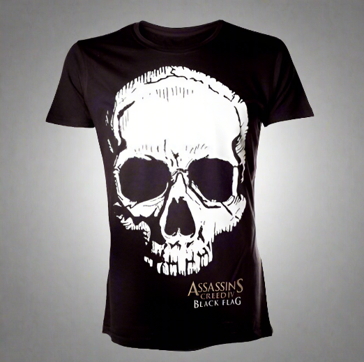 Assassin'S Creed Iv Black Flag Black Skull T-Shirt Small  Size S