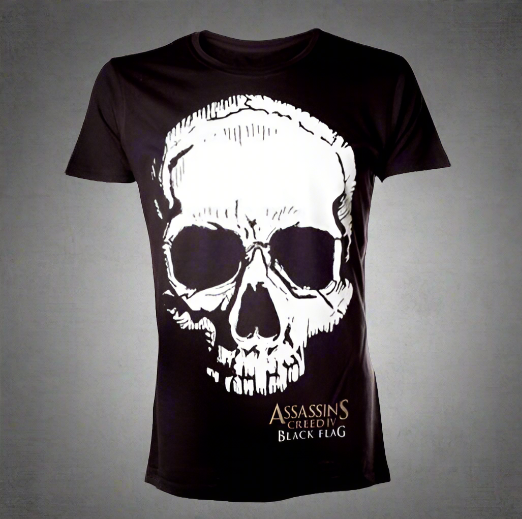 Assassin'S Creed Iv Black Flag Black Skull T-Shirt Small  Size S