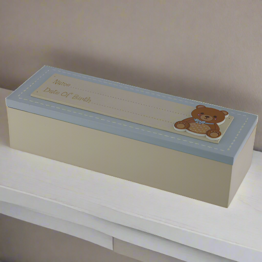 Baby Boy Keepsake Box With Teddy Motif - Date of Birth