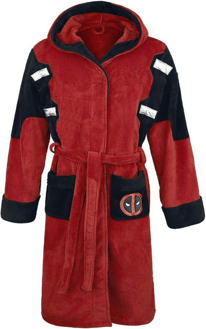 Deadpool  Marvel Fleece Adult Dressing Gown Bathrobe Red One Size