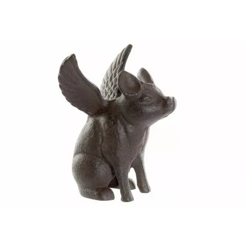 Cast Iron Door Stop Sitting Pig With Wings