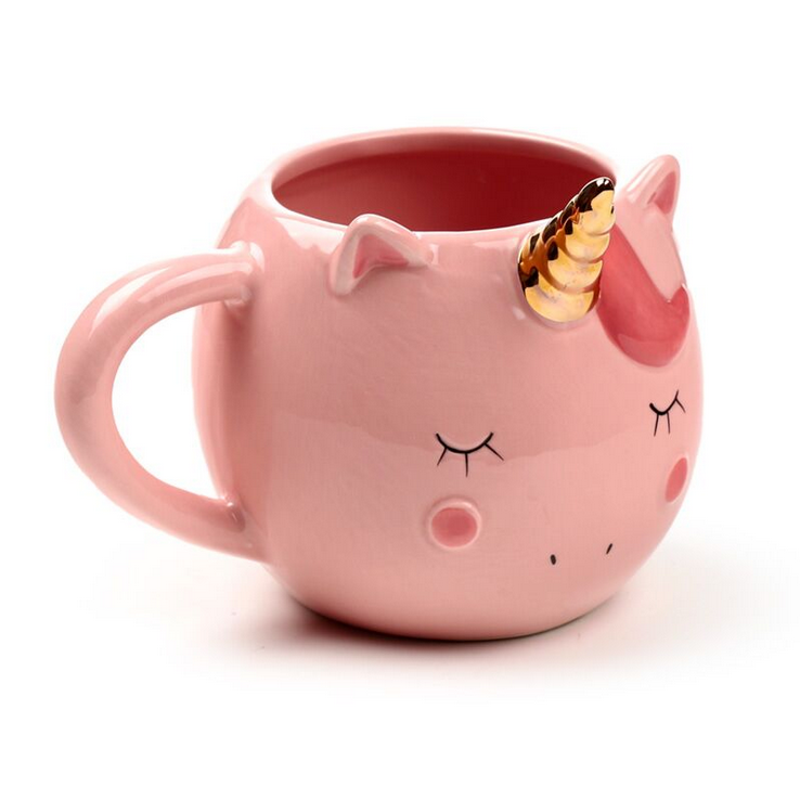 Pink Enchanted Rainbows Unicorn Ceramic Shaped Mug