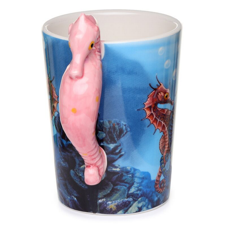 Lisa Parker Seahorse Ceramic Shaped Handle Mug