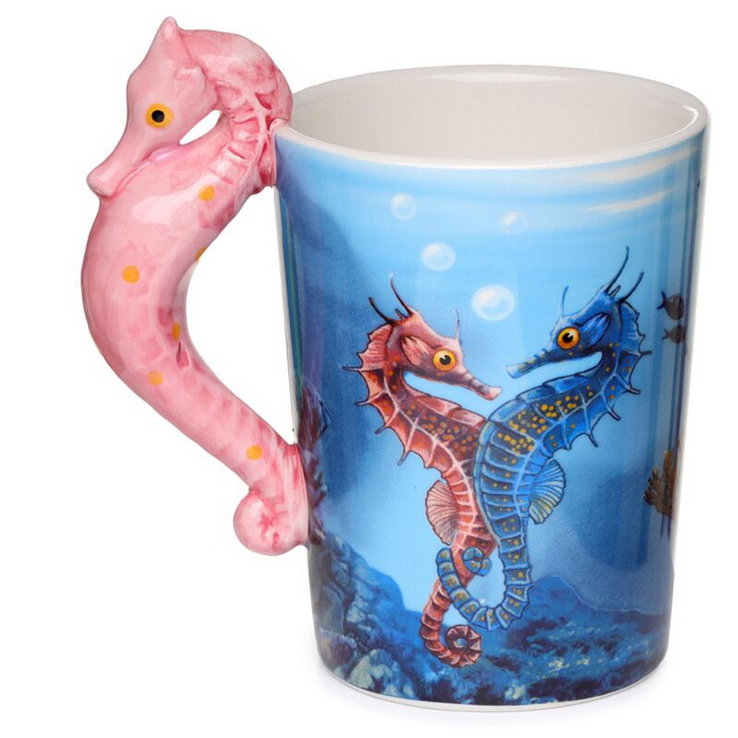 Lisa Parker Seahorse Ceramic Shaped Handle Mug