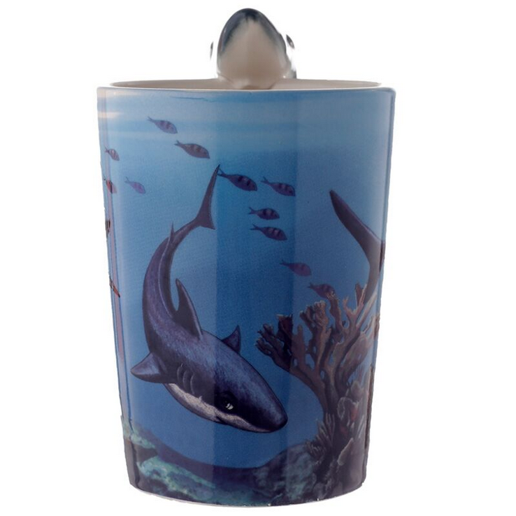 Lisa Parker Shark Ceramic Shaped Handle Mug