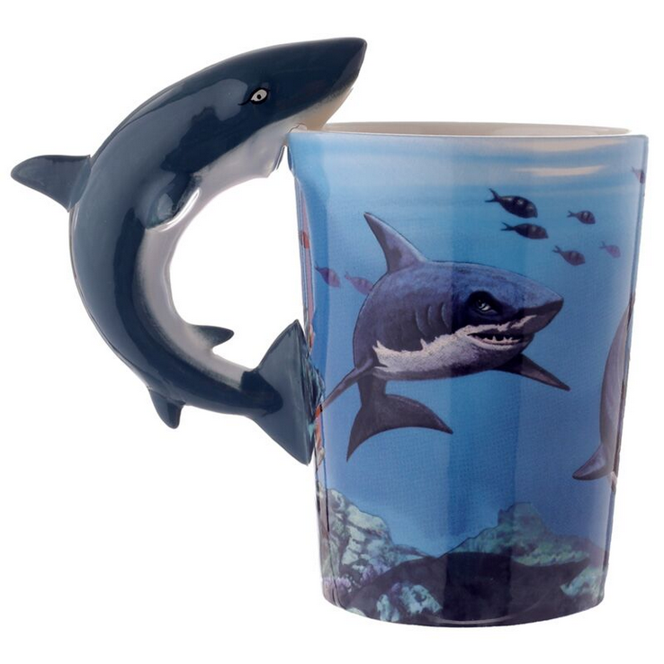 Lisa Parker Shark Ceramic Shaped Handle Mug