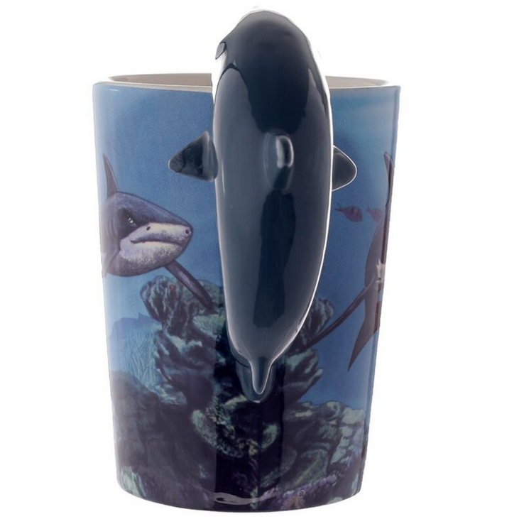 Lisa Parker Shark Ceramic Shaped Handle Mug