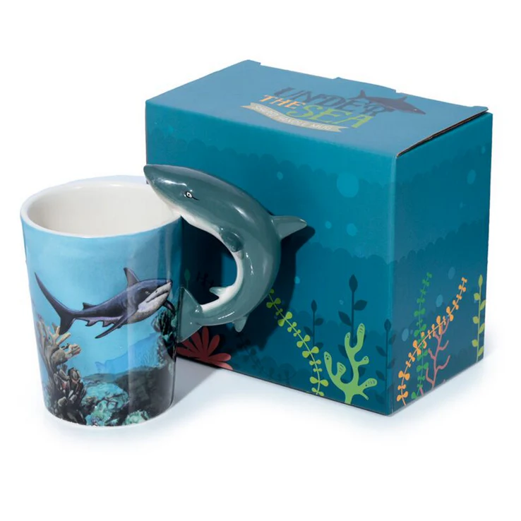 Lisa Parker Shark Ceramic Shaped Handle Mug