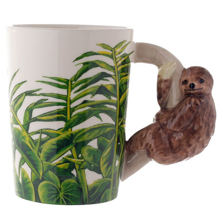 Jungle Explorer Sloth Ceramic Shaped Handle Mug