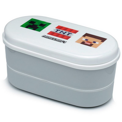 Minecraft Faces Stacked Bento Box Lunch Box with Cutlery