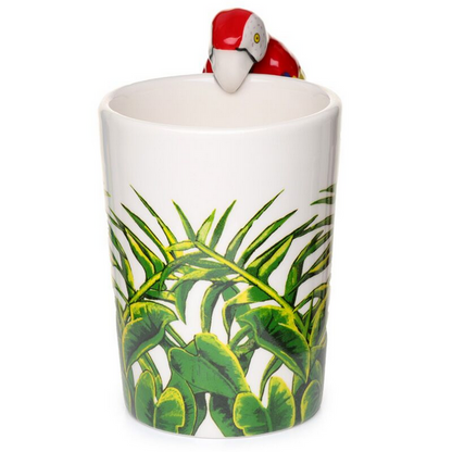 Parrot with Jungle Decal Ceramic Shaped Handle Mug