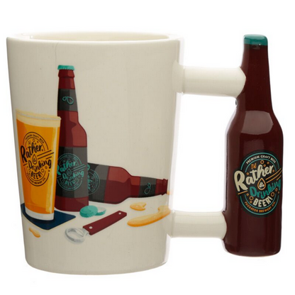 "I'd Rather Be Drinking Beer" Shaped Handle Novelty Mug | Gift Boxed