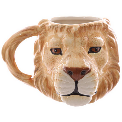 Lion Head Ceramic Shaped Mug