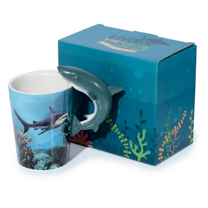 Lisa Parker Shark Ceramic Shaped Handle Mug