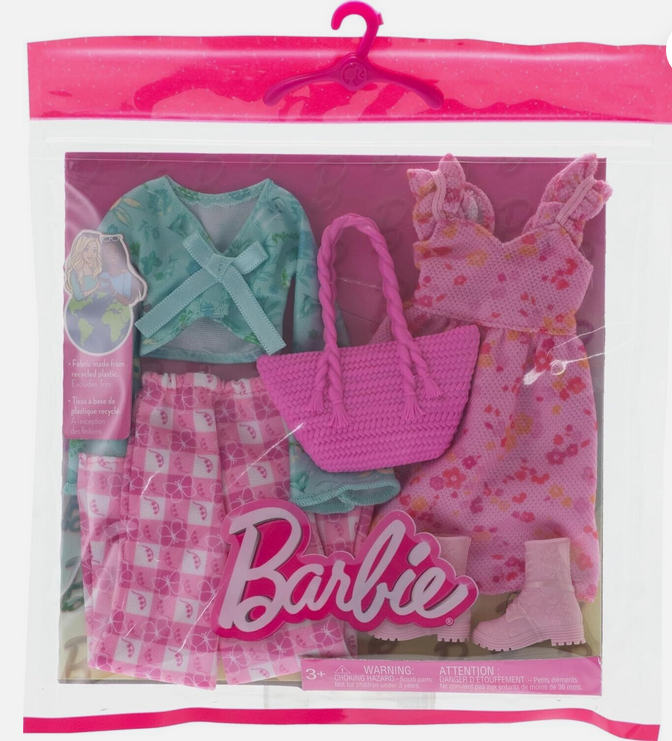 Barbie Fashion Outfits Pack 1  Dress 1 Top 1 Trousers 1 Bag 1 Pair Of Boots