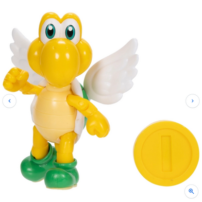 Super Mario Action Figure Green Para Koopa Troopa with Coin 10cm