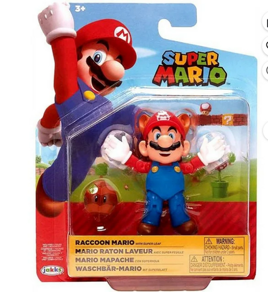 Super Mario Raccoon Mario With  Super Leaf 10cm Action Figure