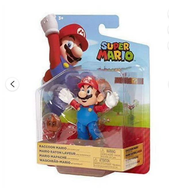 Super Mario Raccoon Mario With  Super Leaf 10cm Action Figure