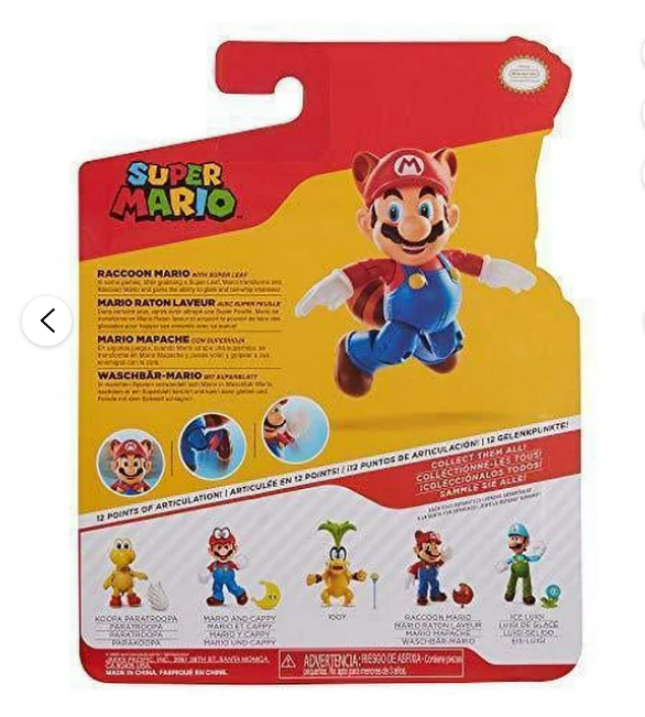 Super Mario Raccoon Mario With  Super Leaf 10cm Action Figure