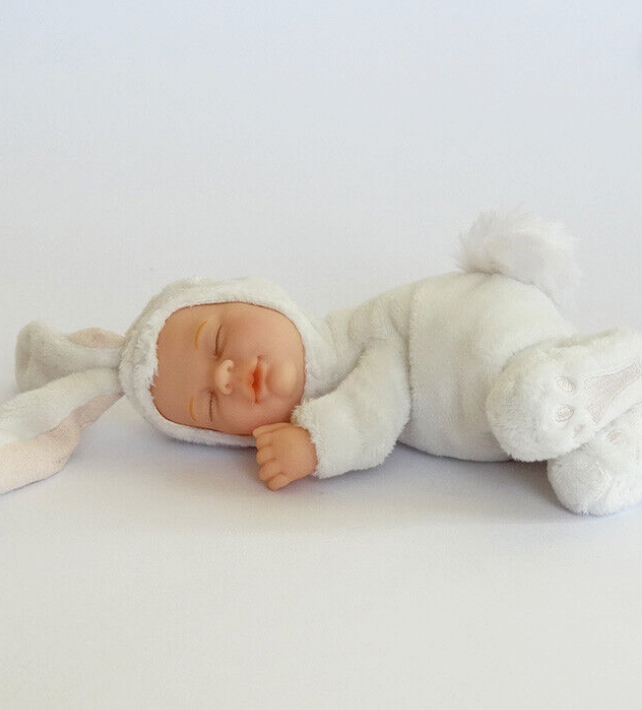 Anne Geddes 9 inch Baby White Bunny Doll - Bean Filled Soft Body Collection