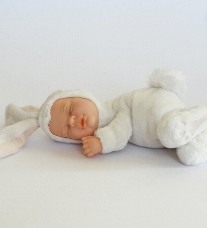 Anne Geddes 9 inch Baby White Bunny Doll - Bean Filled Soft Body Collection