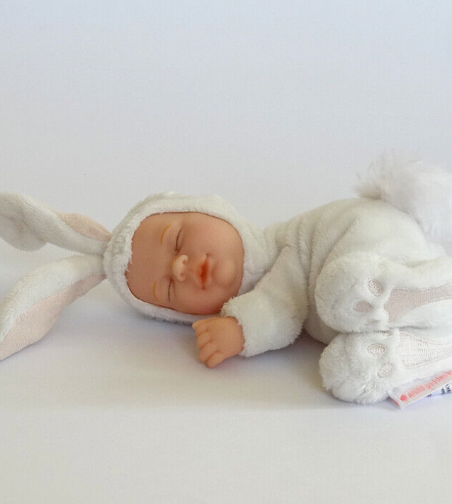 Anne Geddes 9 inch Baby White Bunny Doll - Bean Filled Soft Body Collection
