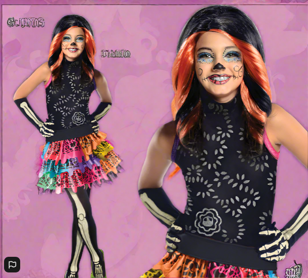 Girls Monster High Skelita Calaveras Fancy Dress Costume 3 To 4 Years