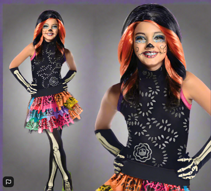 Girls Monster High Skelita Calaveras Fancy Dress Costume 3 To 4 Years