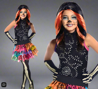 Girls Monster High Skelita Calaveras Fancy Dress Costume 3 To 4 Years