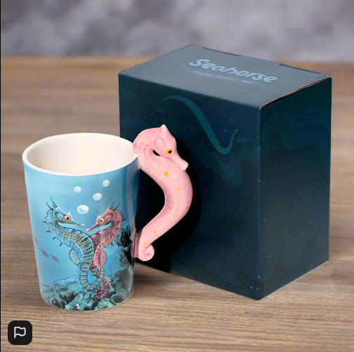 Lisa Parker Seahorse Ceramic Shaped Handle Mug
