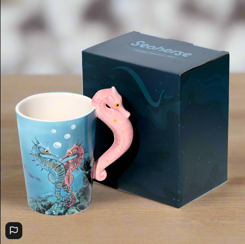 Lisa Parker Seahorse Ceramic Shaped Handle Mug