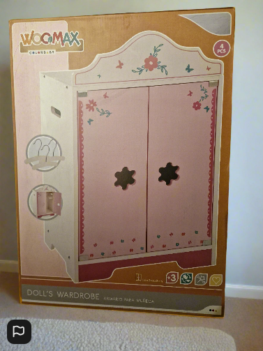 Woomax Dolls Wooden Wardrobe 34 x 55 x 23 cm