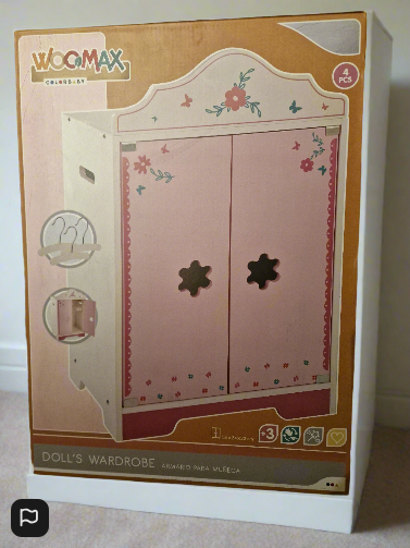 Woomax Dolls Wooden Wardrobe 34 x 55 x 23 cm