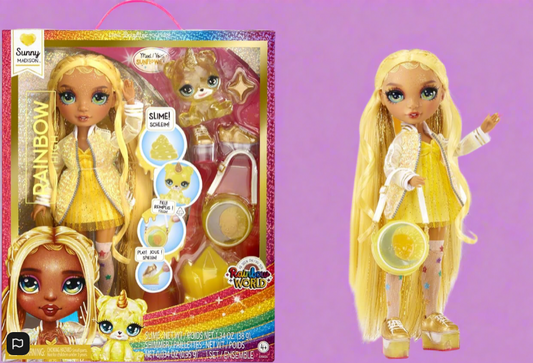 Rainbow High Fashion Doll with Slime & Pet - Sunny Madison (Yellow)