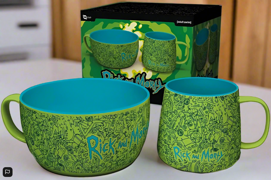 Rick & Morty Pattern Mug & Bowl Breakfast Set