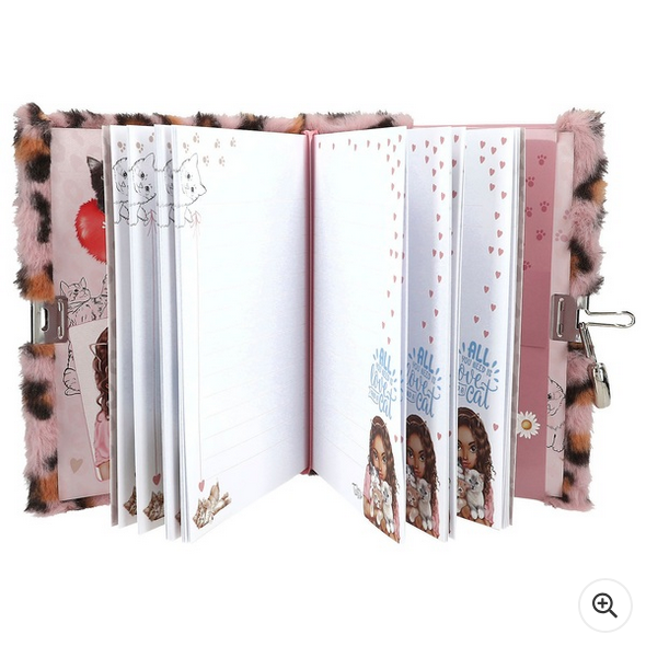 TOPModel Secret Diary with Lock Cosy Cat Leopard Print
