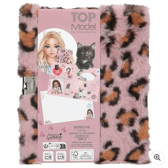 TOPModel Secret Diary with Lock Cosy Cat Leopard Print