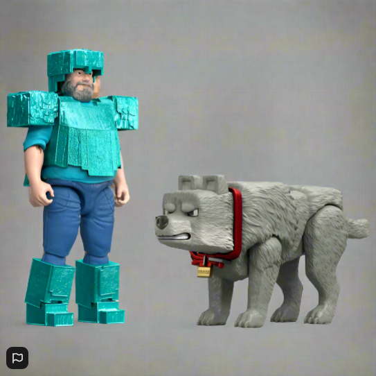 Minecraft Movie Action Figure Man's Best Wolf 2 Pack