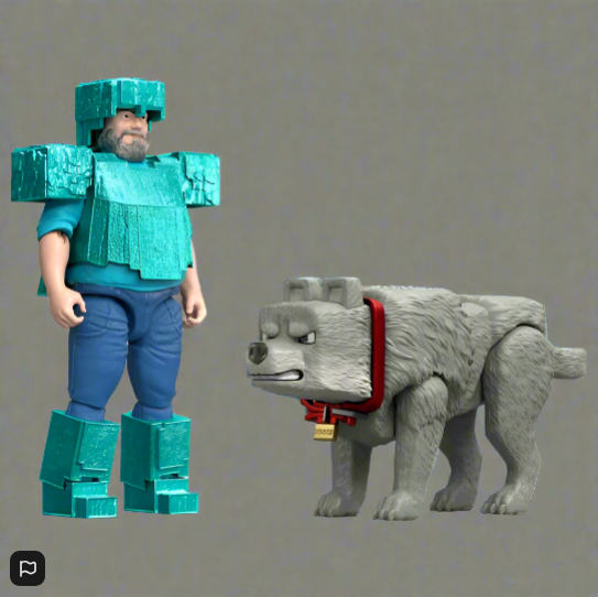 Minecraft Movie Action Figure Man's Best Wolf 2 Pack