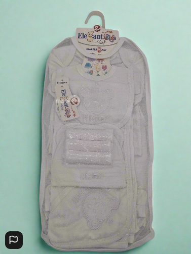 Elegant Kids lilsoft Baby 10 Piece Starter Set Little Bear Design In White