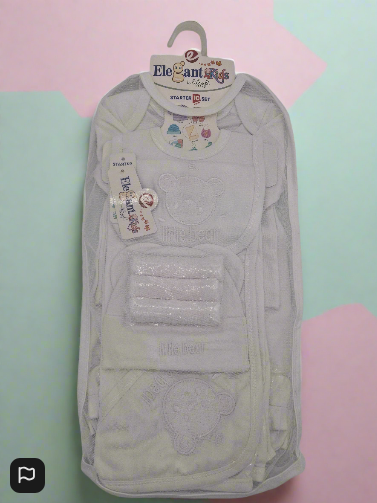 Elegant Kids lilsoft Baby 10 Piece Starter Set Little Bear Design In White
