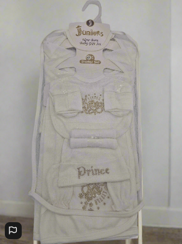 Juniors Newborn Baby Gift Set 11 Piece Starter Set Gold Prince Design