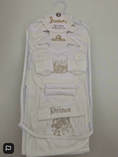 Juniors Newborn Baby Gift Set 11 Piece Starter Set Gold Prince Design