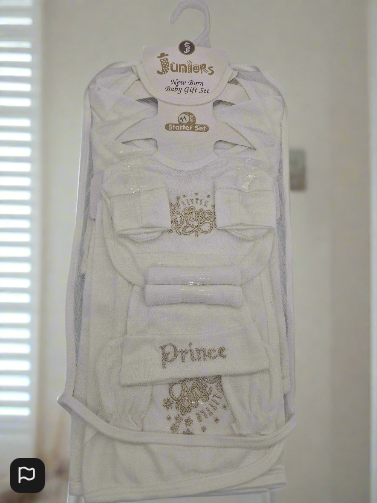 Juniors Newborn Baby Gift Set 11 Piece Starter Set Gold Prince Design