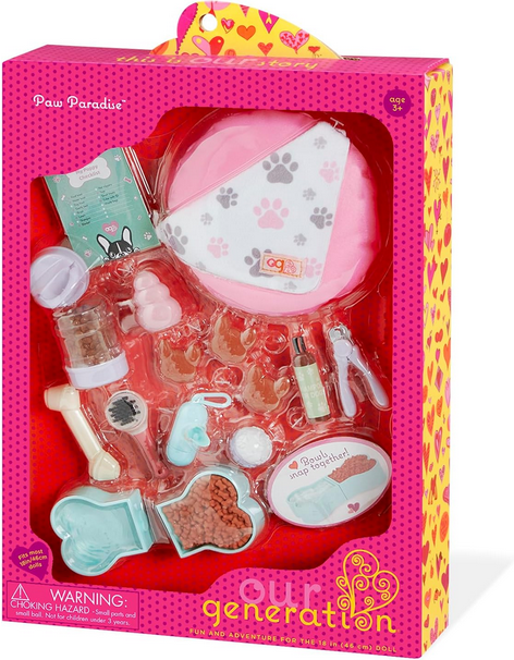Our Generation Paw Paradise Set  15 Piece Pet Care Accessory Set