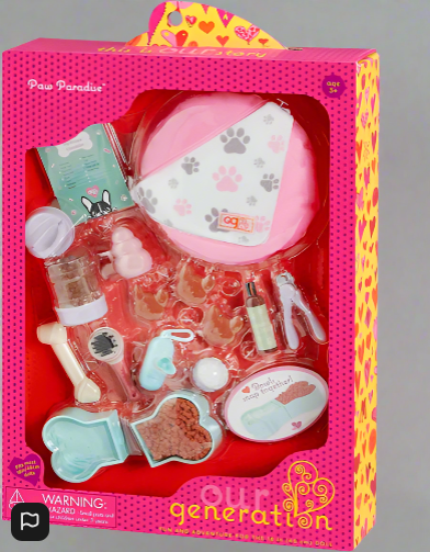 Our Generation Paw Paradise Set  15 Piece Pet Care Accessory Set